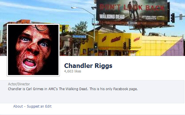 Chandler Riggs Facebook Page